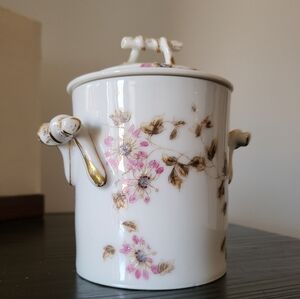 Antique CH Field Haviland Limoges Condensed Milk Jar PASSION FLOWERS